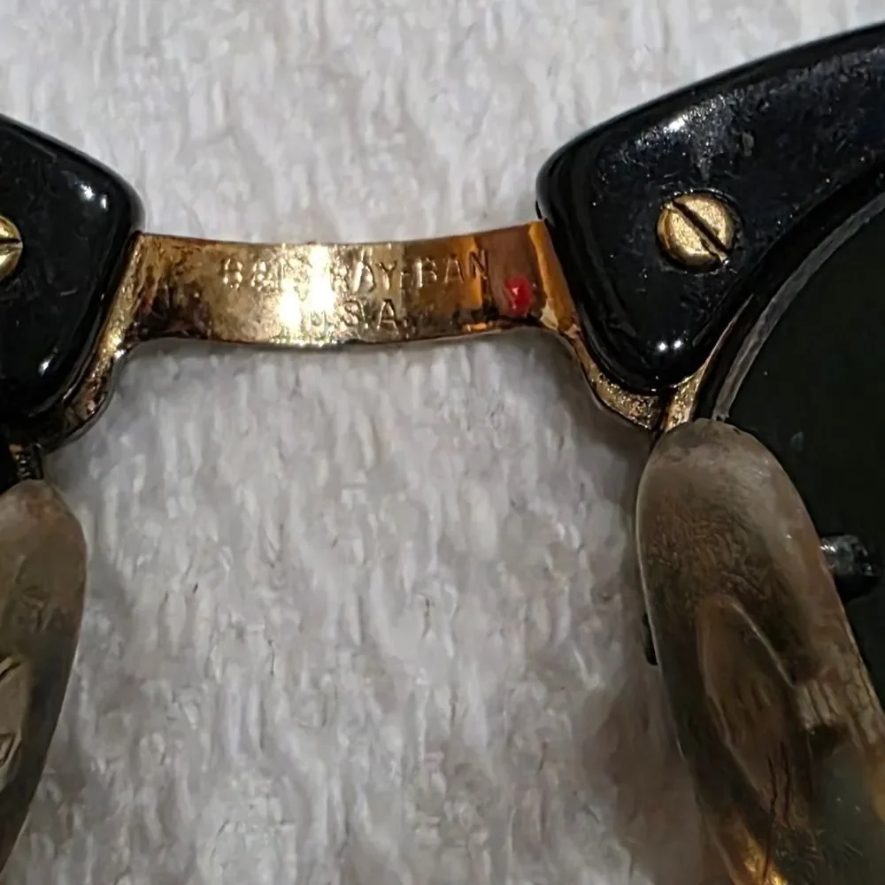Ray Ban Bausch Lomb B&L CLUBMASTER OVAL Black Gold Vintage Sunglasses Unisez